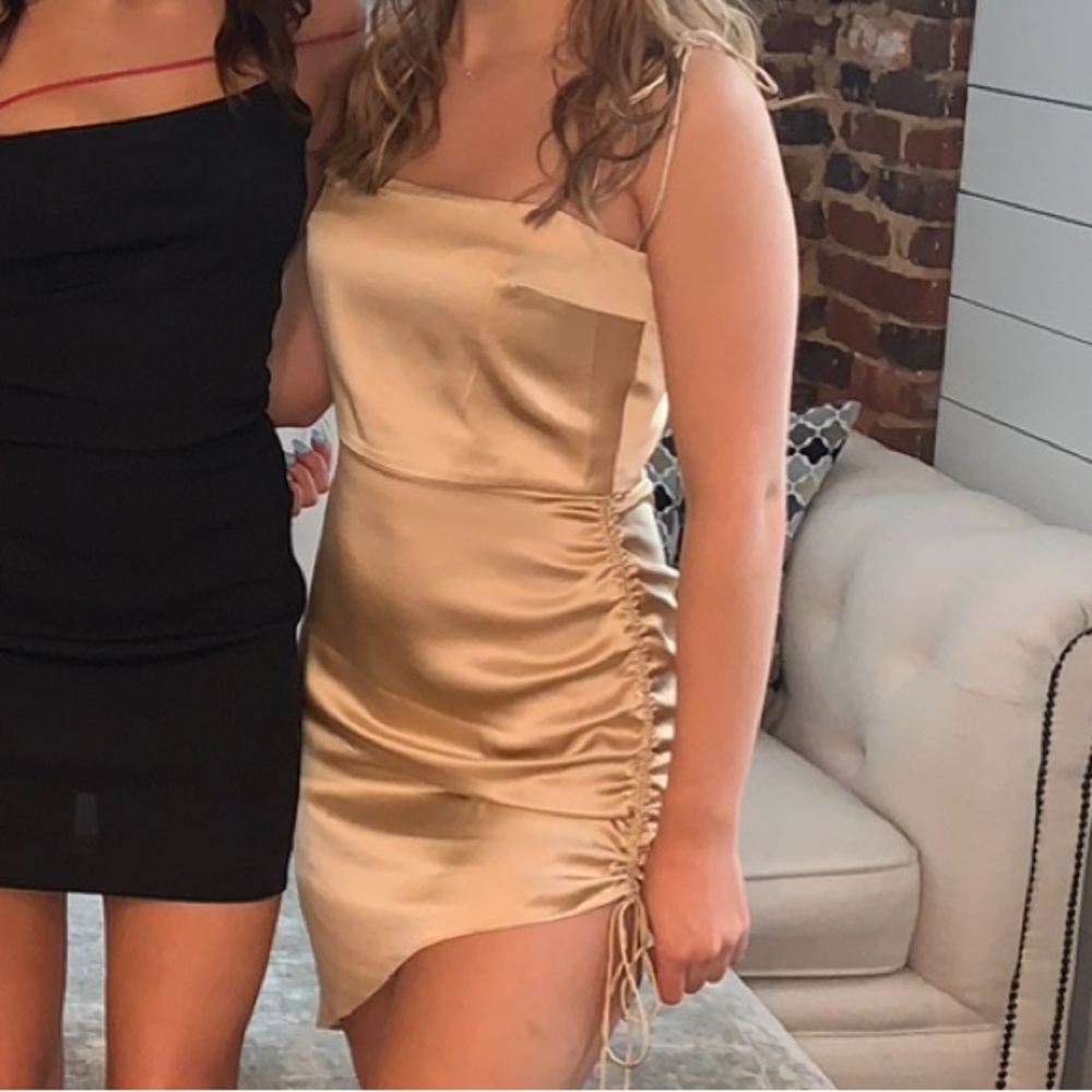 Amanda uprichard taupe silk mini dress